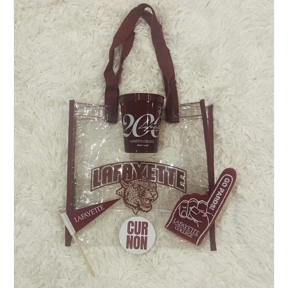 Lafayette College Clear Stadium Bag w/Sports Fan & Spirit Gear (Bed Party Ready)